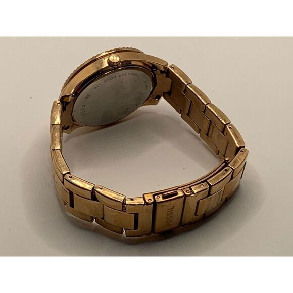 Fossil ES3590 Women Gold Stainless Steel Analog Rose Gold Dial Wrist Watch KL216 - Picture 10 of 11